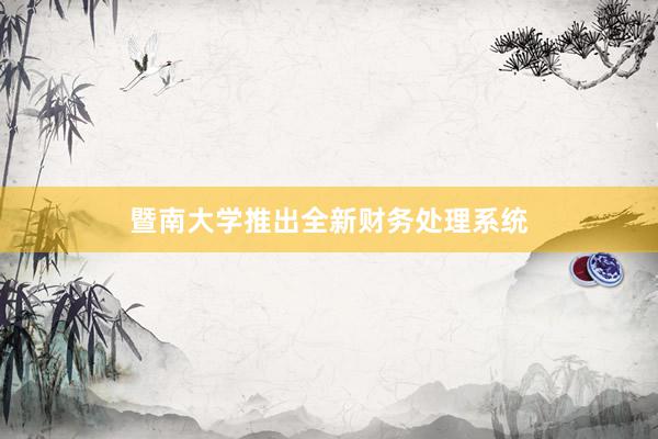 暨南大学推出全新财务处理系统