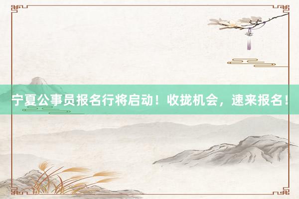宁夏公事员报名行将启动！收拢机会，速来报名！